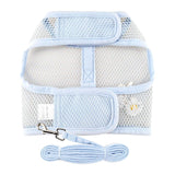 Cool Mesh Dog Harness with Matching Leash by Doggie Design - Blue Daisy