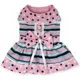 Dots & Stripes Dog Dress - Pink & Teal