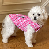 Weekender Dog Sweatshirt Hoodie - Pink & White Plaid Flannel
