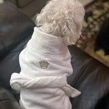 Turkish Cotton Dog Bathrobe White Gold Crown Cotton by  Doggie Design