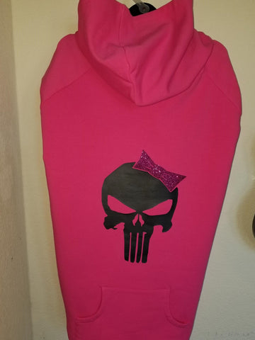 Pepe Longfellow Pink Punisher Skull Flex-Fit  Dog Hoodie  XS-4XL