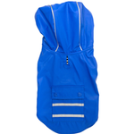 Cobalt Blue Slicker Dog Raincoat with Striped Lining  - Sizes XS-3XL
