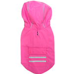 Raspberry Pink Slicker Dog Raincoat with Striped Lining  - Sizes XS-3XL