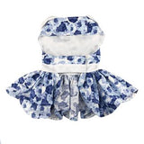 Blue Rose Harness Dog Dress with Matching Leash