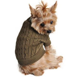 Doggie Design Combed Cotton Cable Knit Dog Sweater - Herb Green