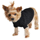 Dog Sweater Combed Cotton Cable Knit - Jet Black Doggie Design