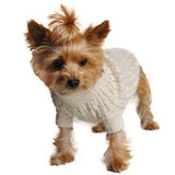 Doggie Design Combed Cotton Cable Knit Dog Sweater - Oatmeal
