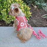 Doggie Design Cool Mesh Dog Harness & Leash Hawaiian Hibiscus - Red