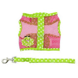 Cool Mesh Dog Harness & Leash Under the Sea Collection - Frog Green Dot and Pink