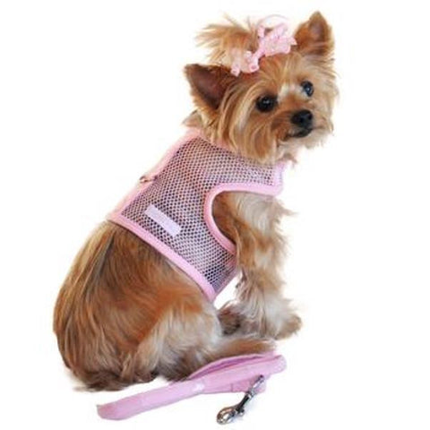 Cool Mesh Dog Harness & Leash - Solid Pink