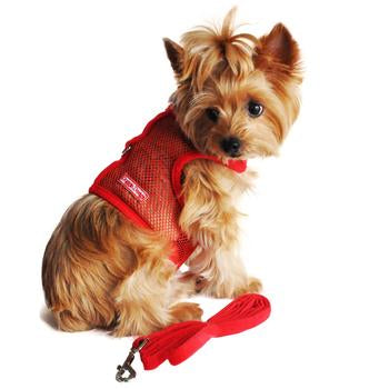Cool Mesh Dog Harness & Leash by Doggie Design - Solid Red
