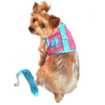 Cool Mesh Dog Harness & Leash Under the Sea Collection - Pink and Blue Flip Flop