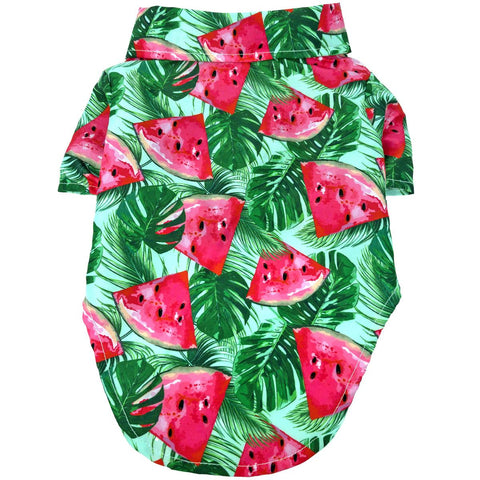 Hawaiian Camp Dog Shirt - Juicy Watermelon