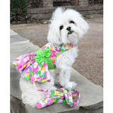 Pink Hawaiian Floral Dog Harness Dress with Leash by Doggie Design