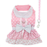 Pink Polka Dot and Lace Designer Dog Harness Dress by Doggie Design