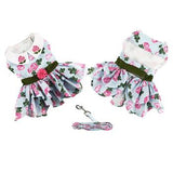 Pink Rose Harness Dog Dress with Matching Leash