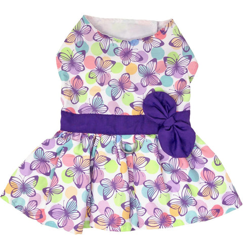 Purple Butterfly Dog Dress with Matching Leash Doggie Design