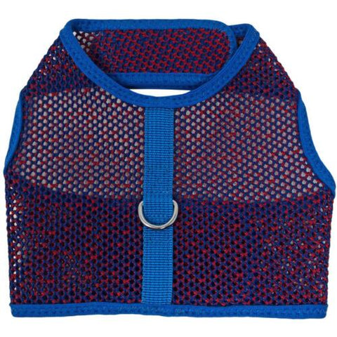 Active Mesh Doggie Design Harness with Leash - Blue & Red - Sizes XS-XL