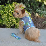 Doggie Design Cool Mesh Dog Harness Hawaiian Ocean Blue and Palms
