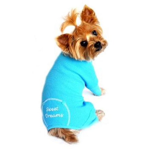 Doggie Design Sweet Dreams Thermal Dog Pajamas Blue