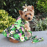 Doggie Design Hawaiian Hibiscus Dog Dress Twilight Black