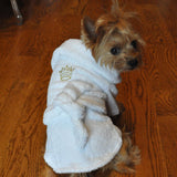 Turkish Cotton Dog Bathrobe White Gold Crown Cotton by  Doggie Design