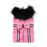 Wool Fur-Trimmed Dog Harness Coat & Leash- Pink by Doggie Design
